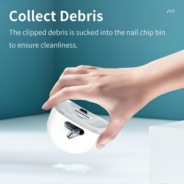 ASTHAN Automatic Electric Nail Clipper, 2 Speed Fingernail Trimmer, Electric Nail Filer, USB Rechargeable with Nail Clipping Storage, Safe for Babies, Childrens, Adults, Seniors and Caregivers, White - Image 3